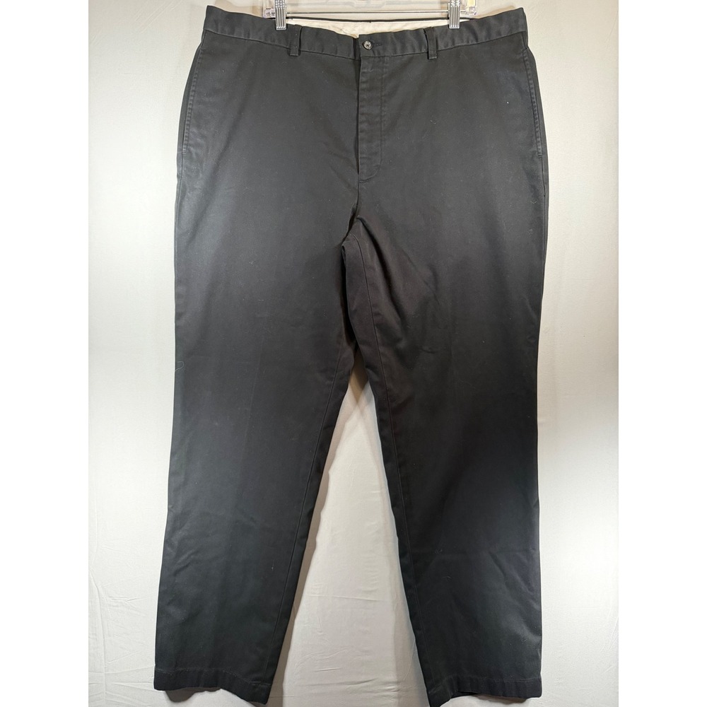 Brooks Brothers 346 Mens Black Cotton Chinos Flat Front Pants W42 L34